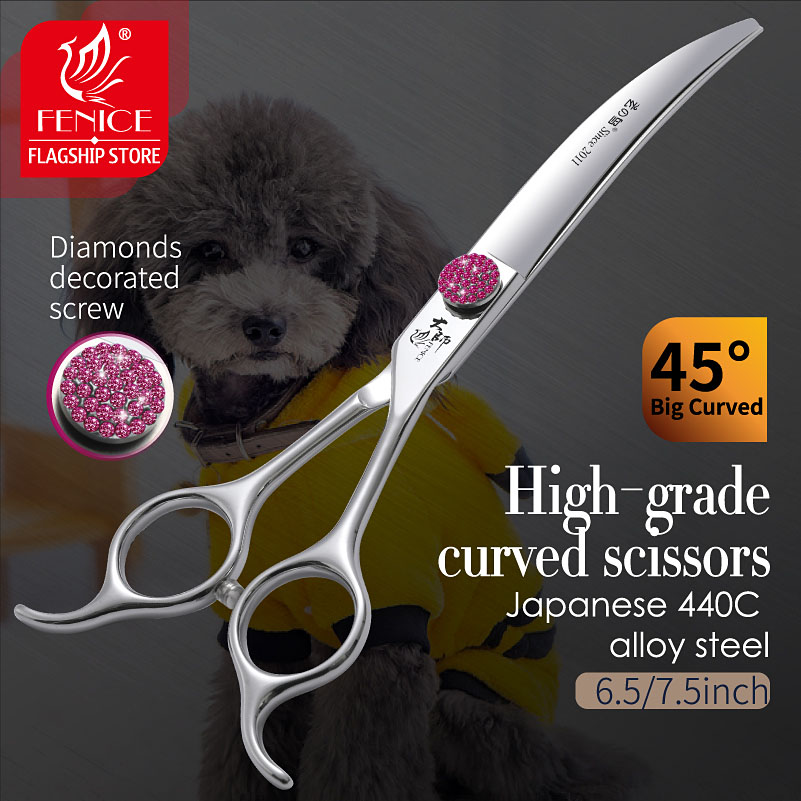 Grooming Scissors - Fenice Pink Diamond Screw Pet Ciseaux
